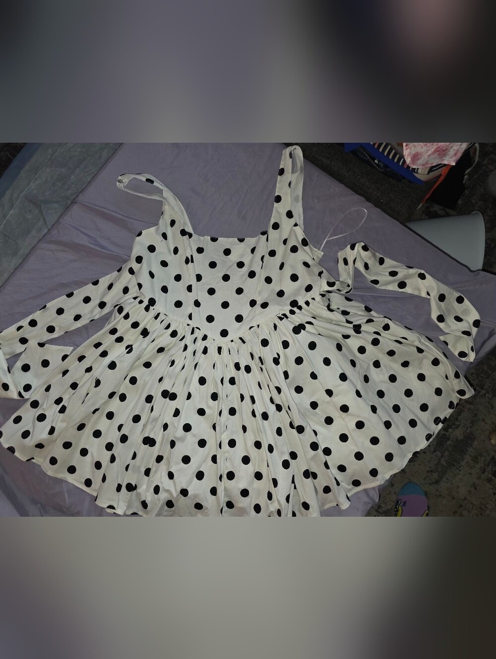 Altar'd State Ivory Polka Dot Mini Dress
